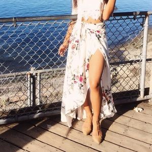 Floral print wrap skirt